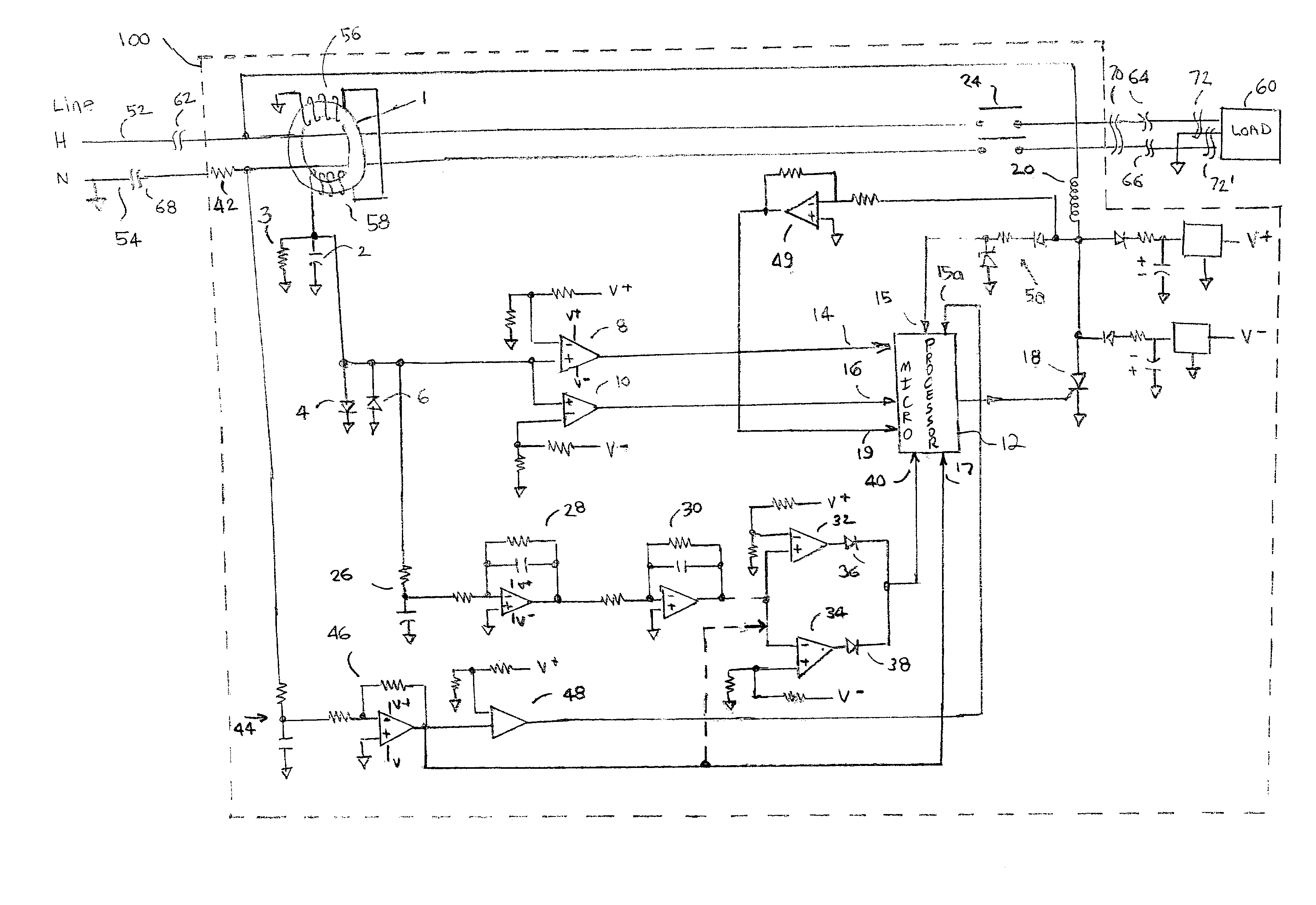 Arc fault circuit interrupter which detects the cessation of arcs of an arc fault