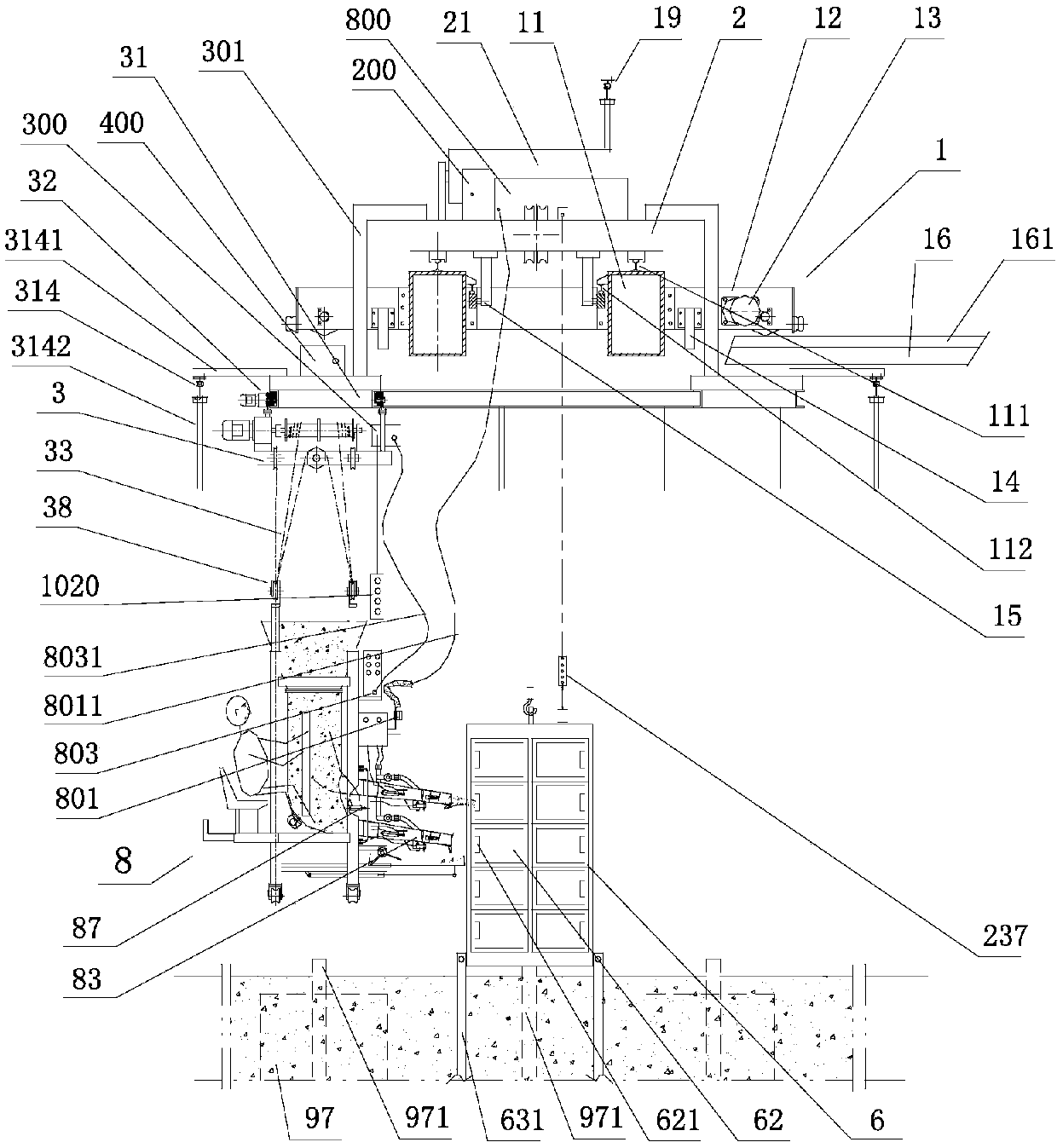 Breeding and feeding equipment provided with crane and annular tracks