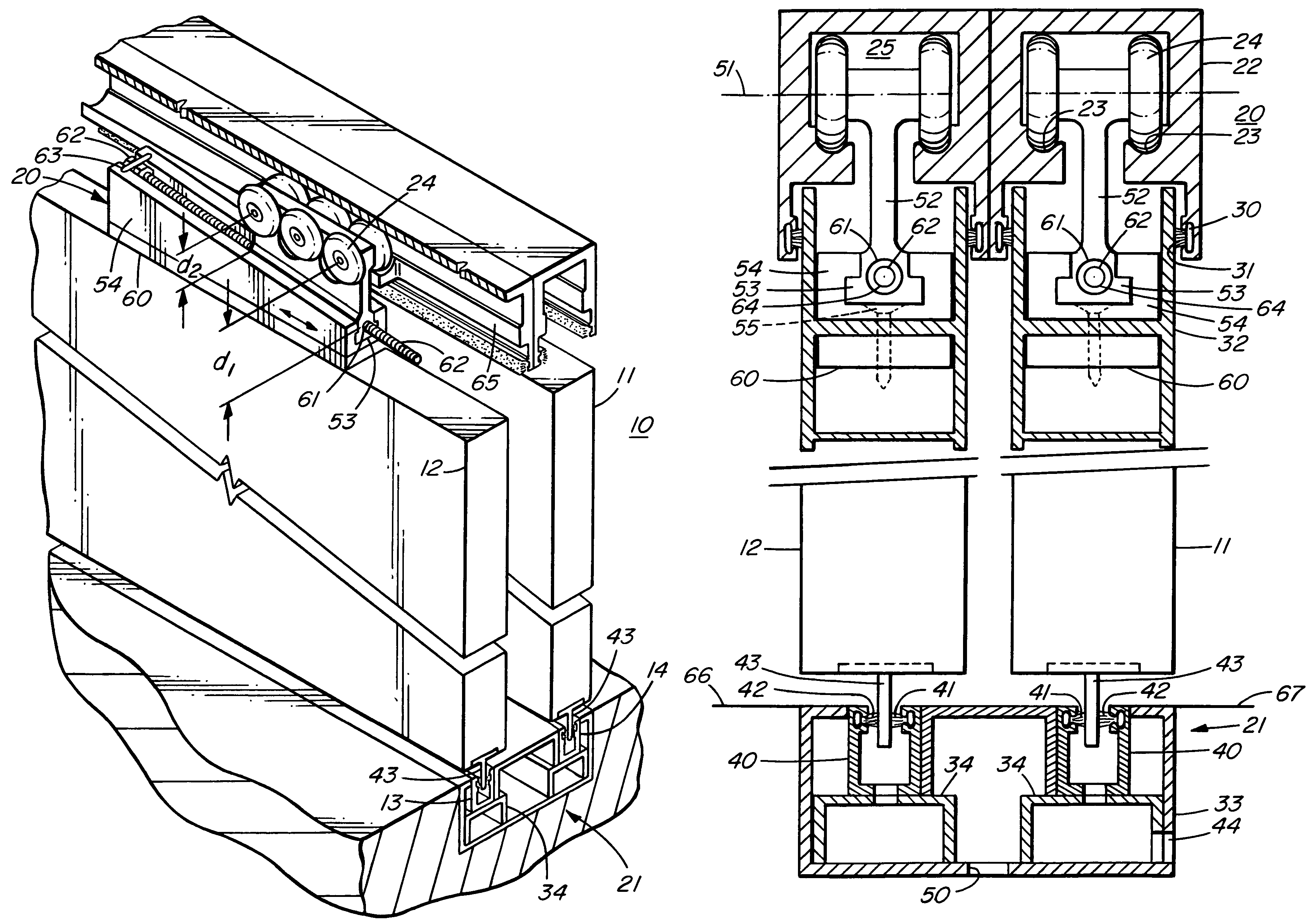 Suspension and sill system for sliding members