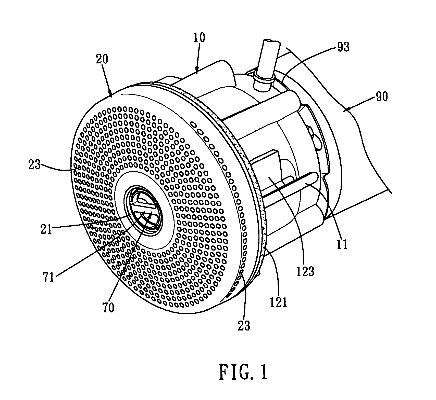 Spraying head assembly for massaging tub