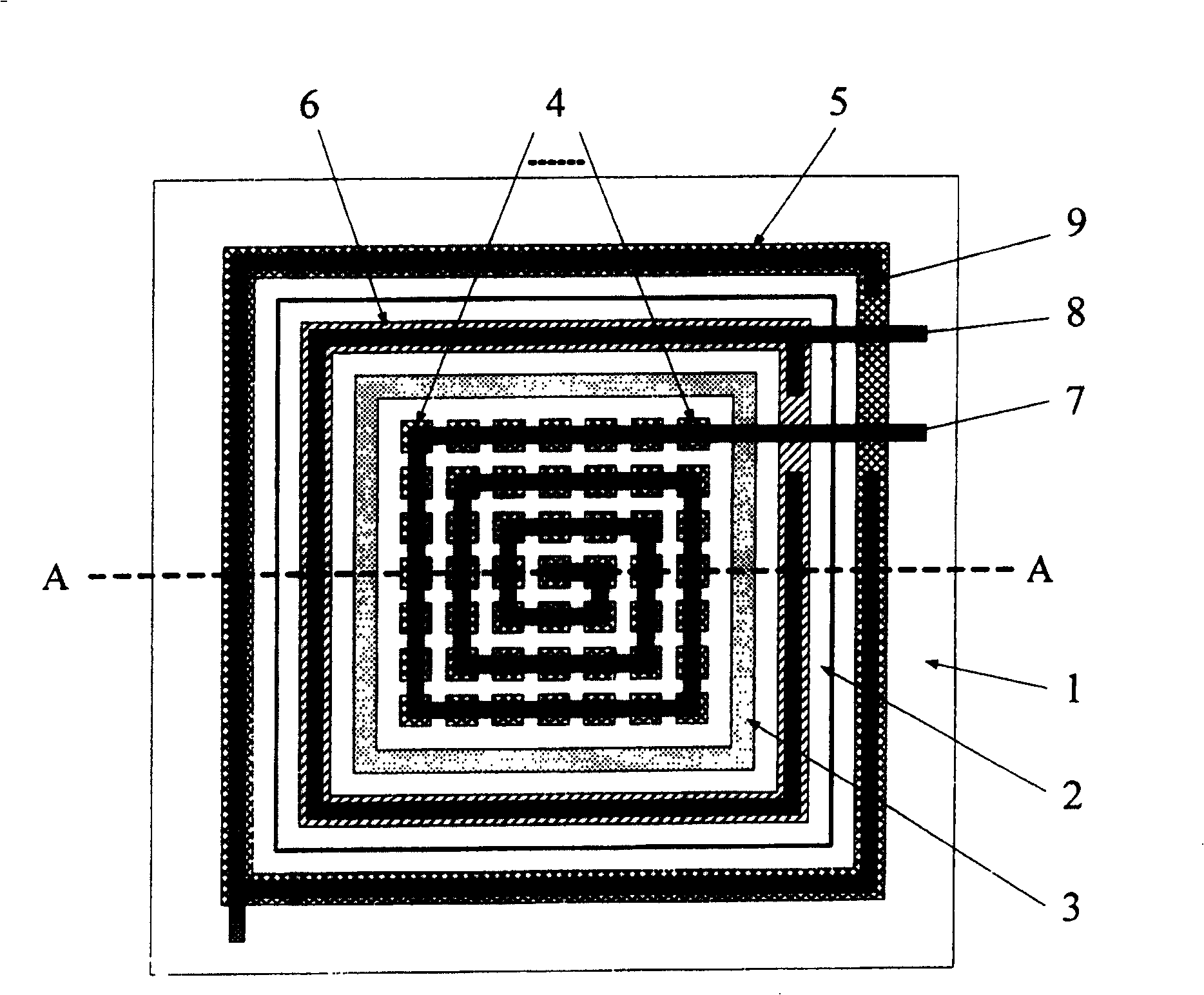 Deep-submicron CMOS process inductively compensated photoelectric detector and its manufacturing method