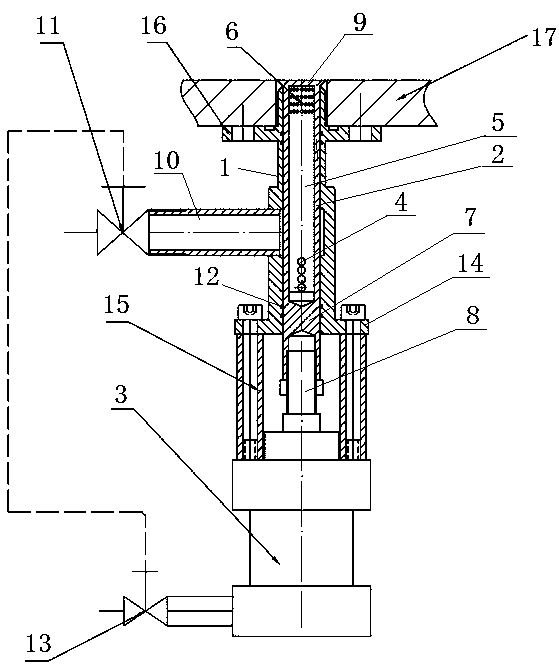 Bottom liquid spraying device for mixing and stirring