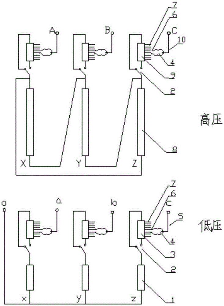 36-level high-precision capacitance and voltage adjusting transformer for distributing line