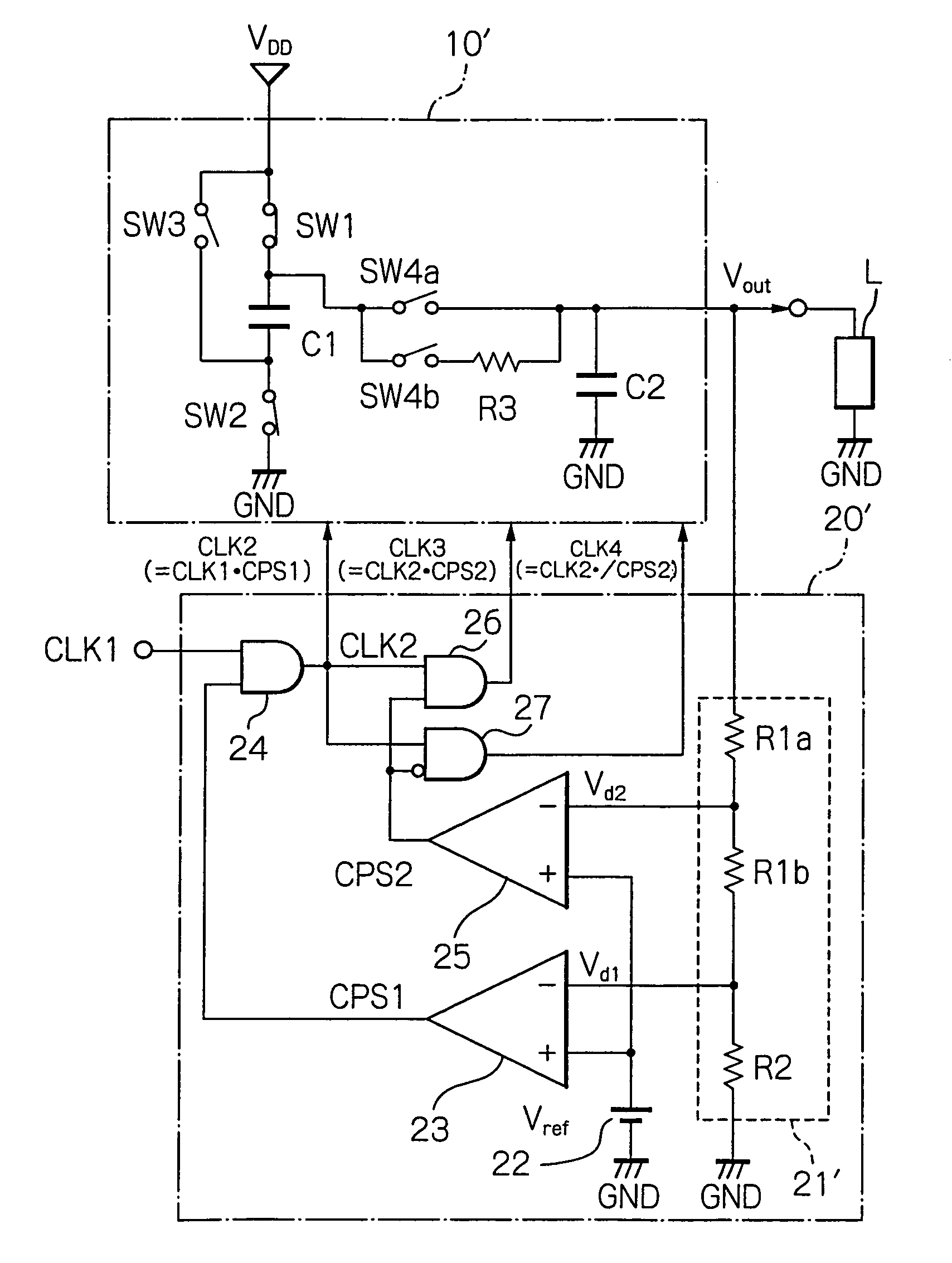 Power supply apparatus including charge-pump type step-up circuit having different discharging time constants