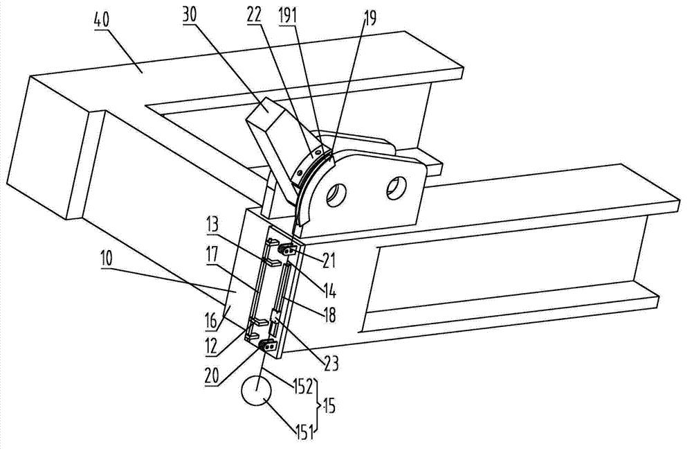 Variable-amplitude limiting device and crane