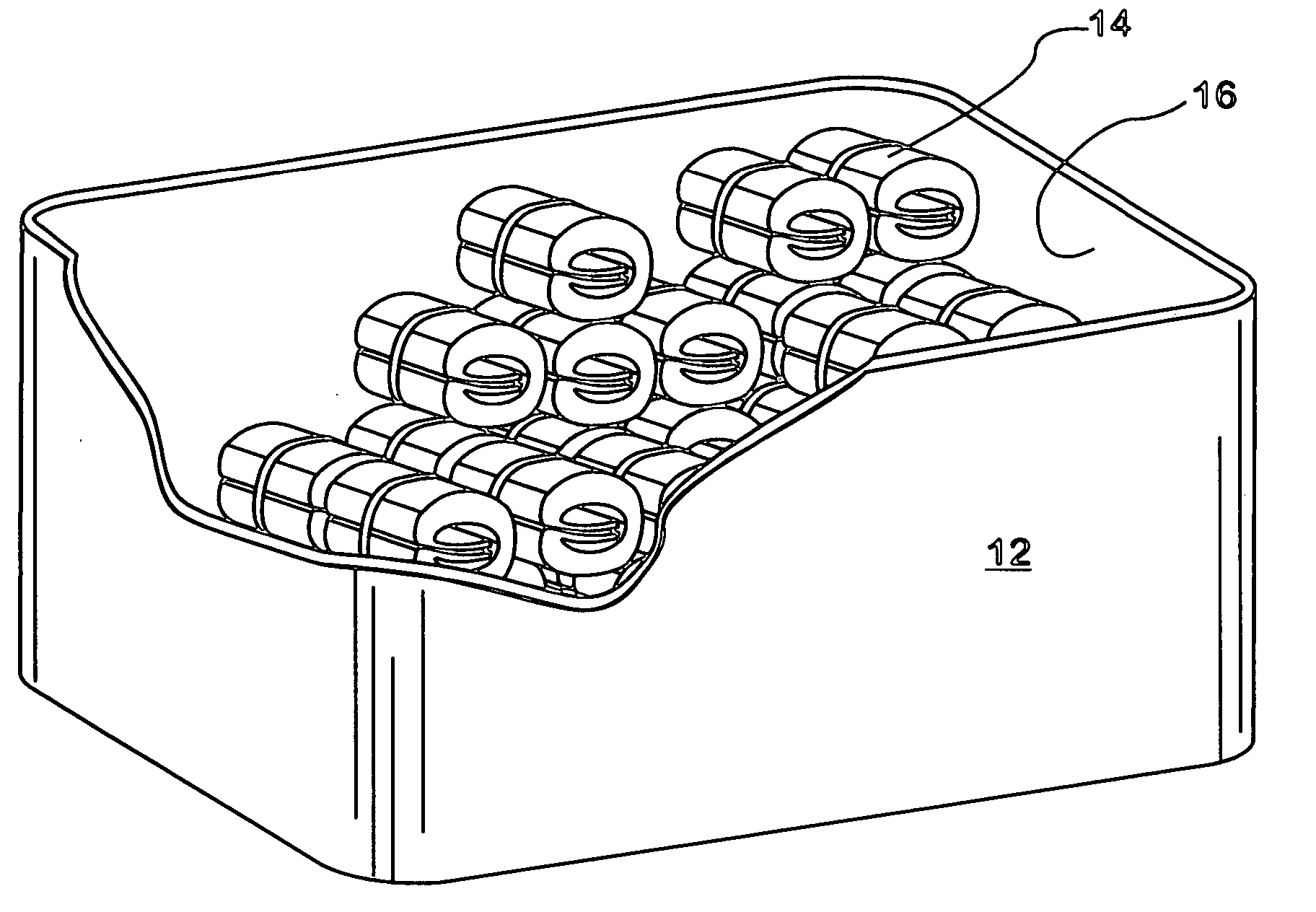 Fuel tank and filler packet for dispersing ballistic shock