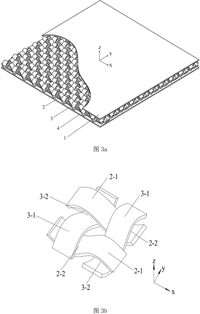 Light-weight orthogonal corrugated core sandwich composite structure and preparation method thereof