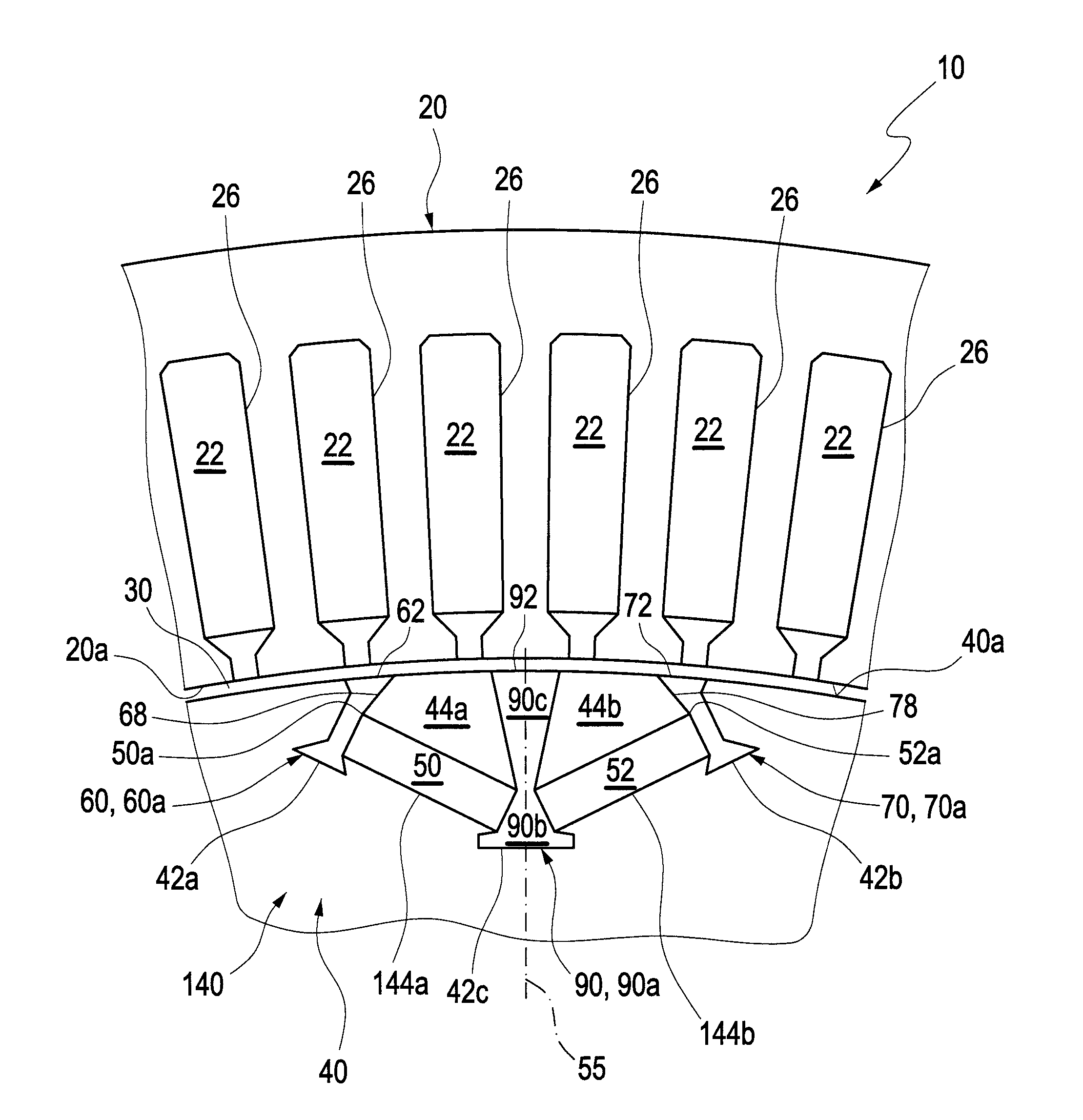 Rotor of an electric machine with embedded permanent magnets and electric machine