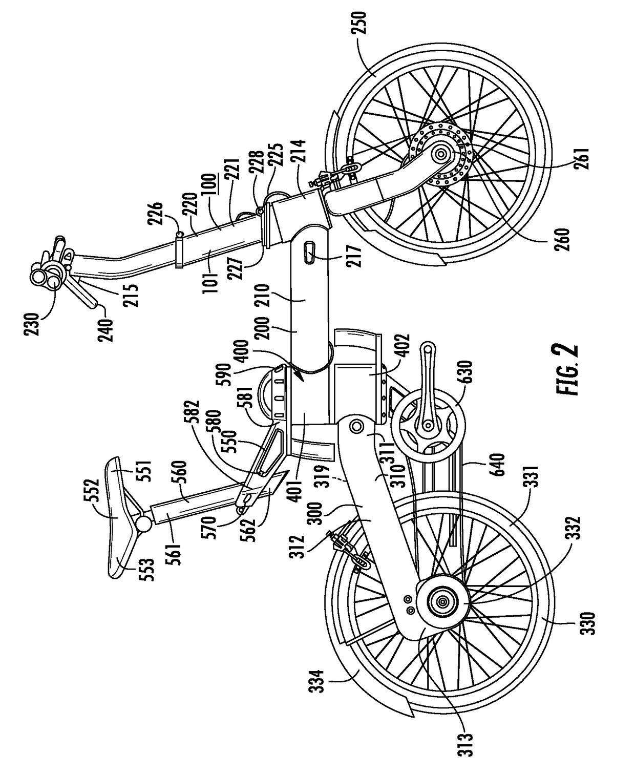 Folding bicycle with electric power train assist