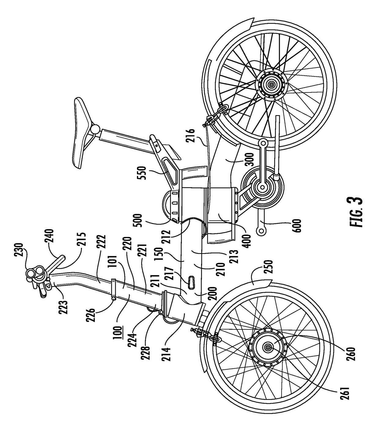 Folding bicycle with electric power train assist