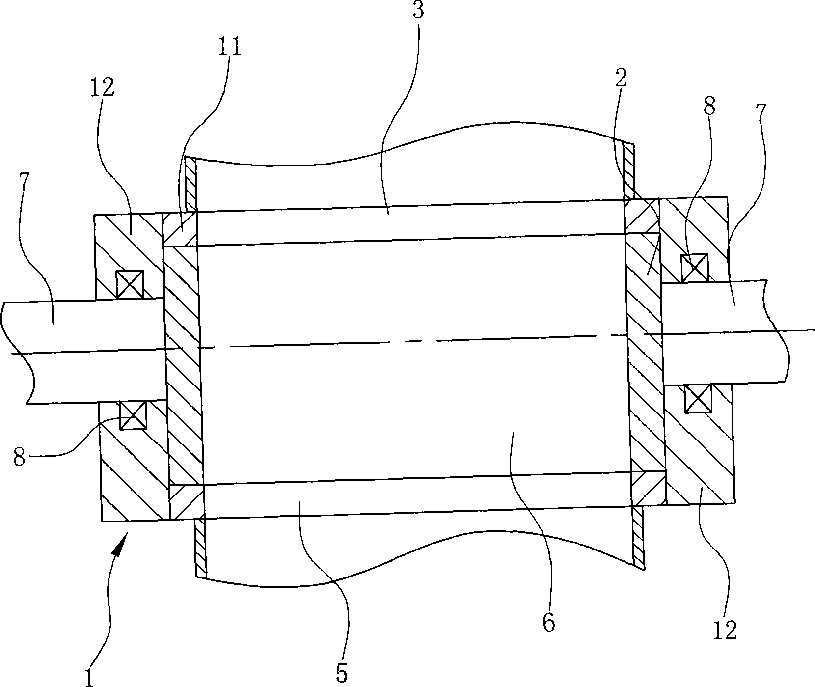 Totally-enclosed open type commutator