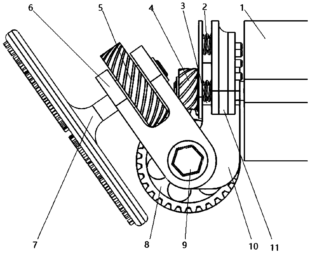 A grinding head mechanism of multi-degree-of-freedom polishing machine with adjustable angle