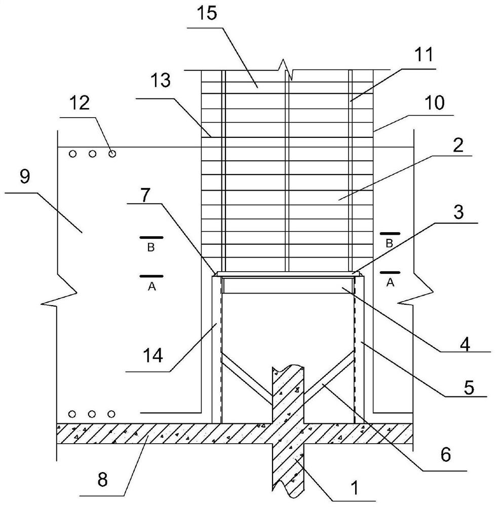 Construction method of raft foundation embedded steel column in complex environment