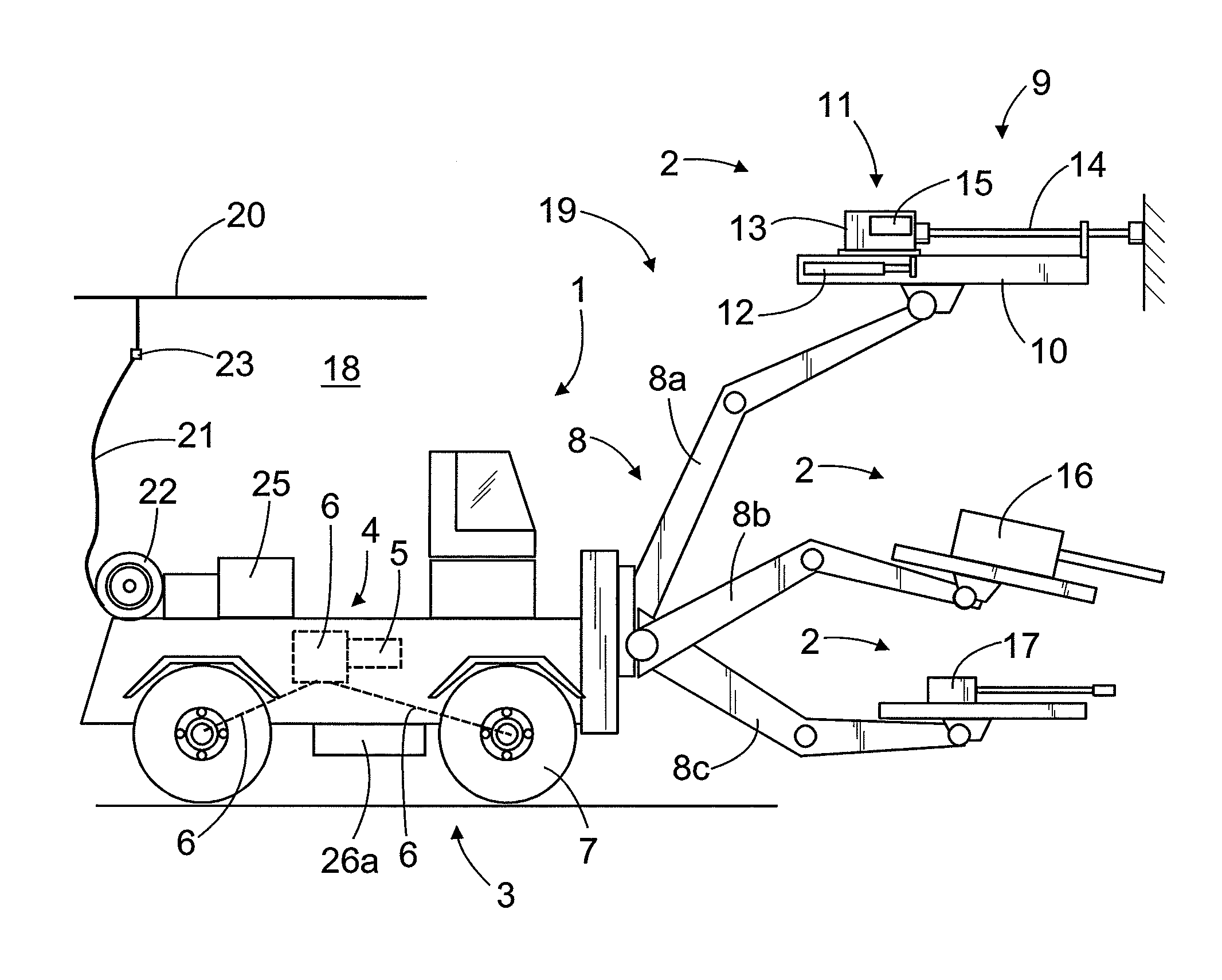 Mining vehicle and method for its energy supply