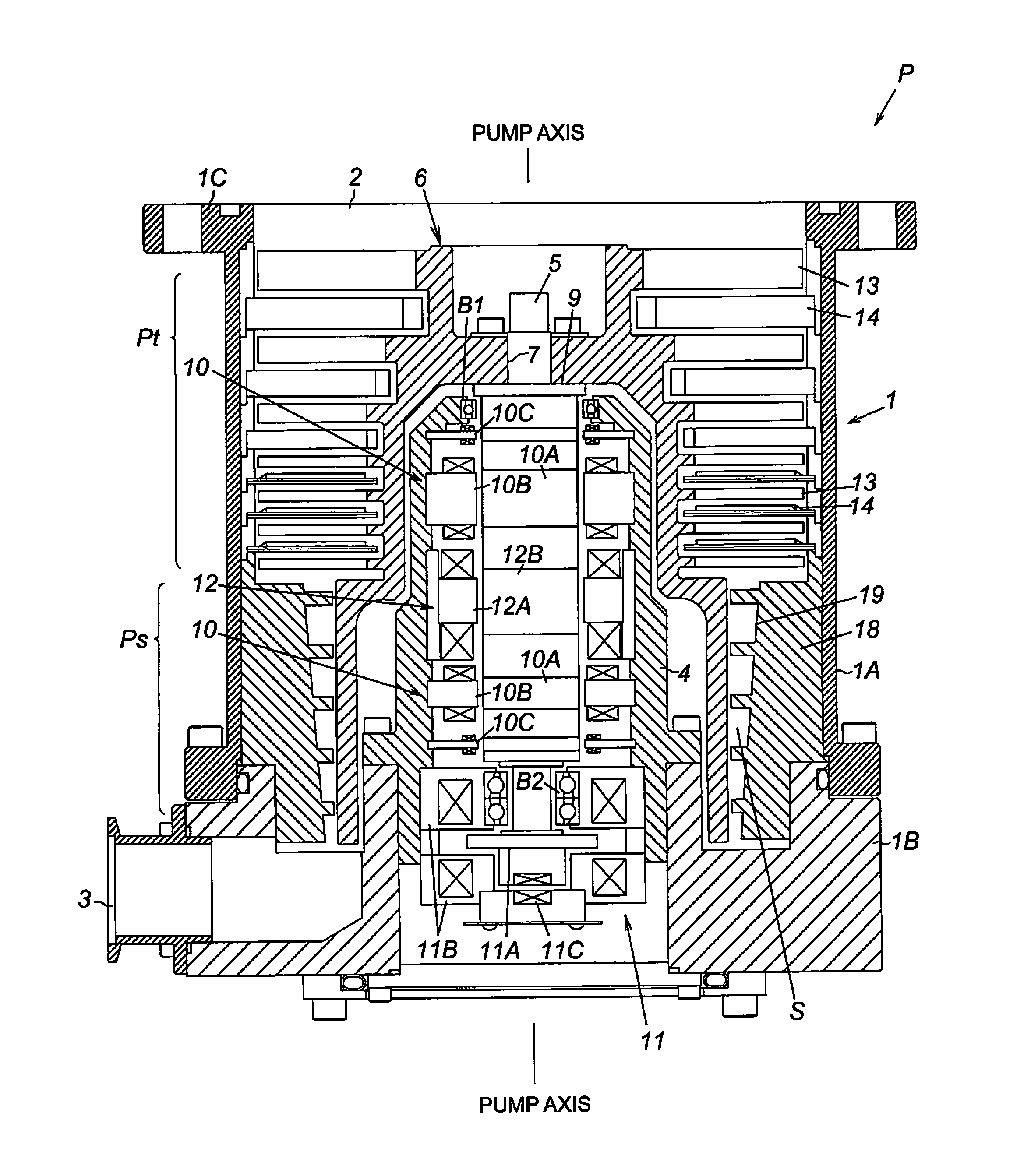 Fixed Blade Assembly Usable in Exhaust Pump, and Exhaust Pump Provided with same