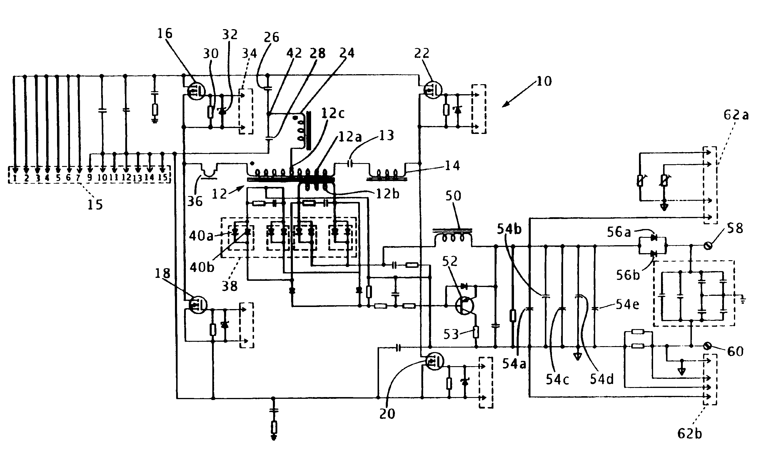 Zero-voltage-switched, full-bridge, phase-shifted DC-DC converter with improved light/no-load operation