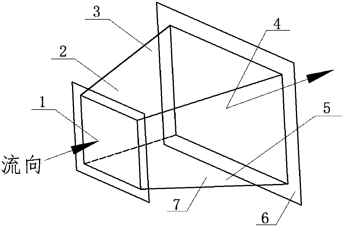 Anti-smoke type low-resistance industrial ventilation rectangular gradually expanding resistance member and method for preventing dust accumulation