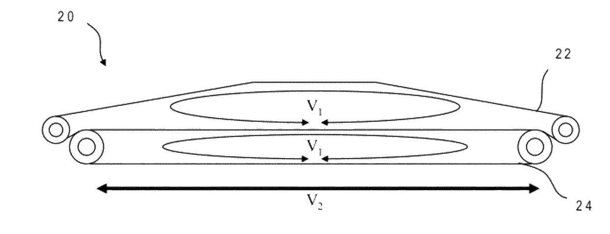 Patient transfer device with differential belt-table speed control