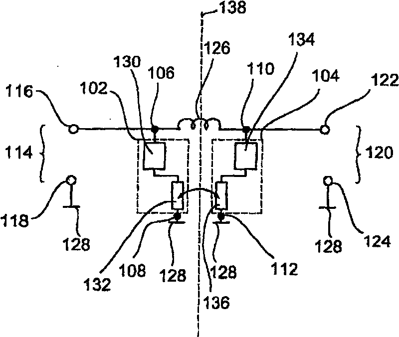 Filter arrangement for symmetrical and asymmetrical line systems