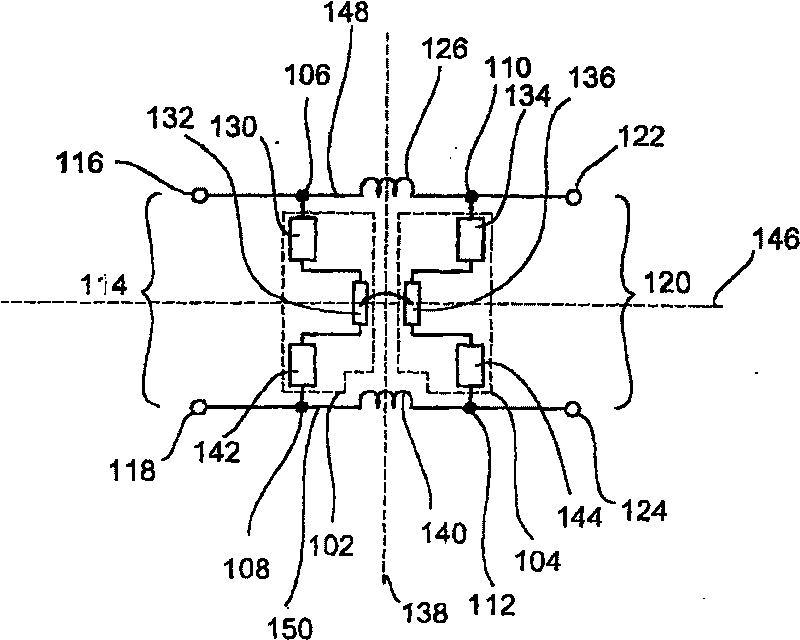 Filter arrangement for symmetrical and asymmetrical line systems