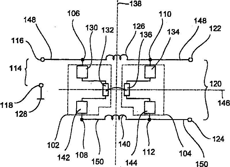 Filter arrangement for symmetrical and asymmetrical line systems