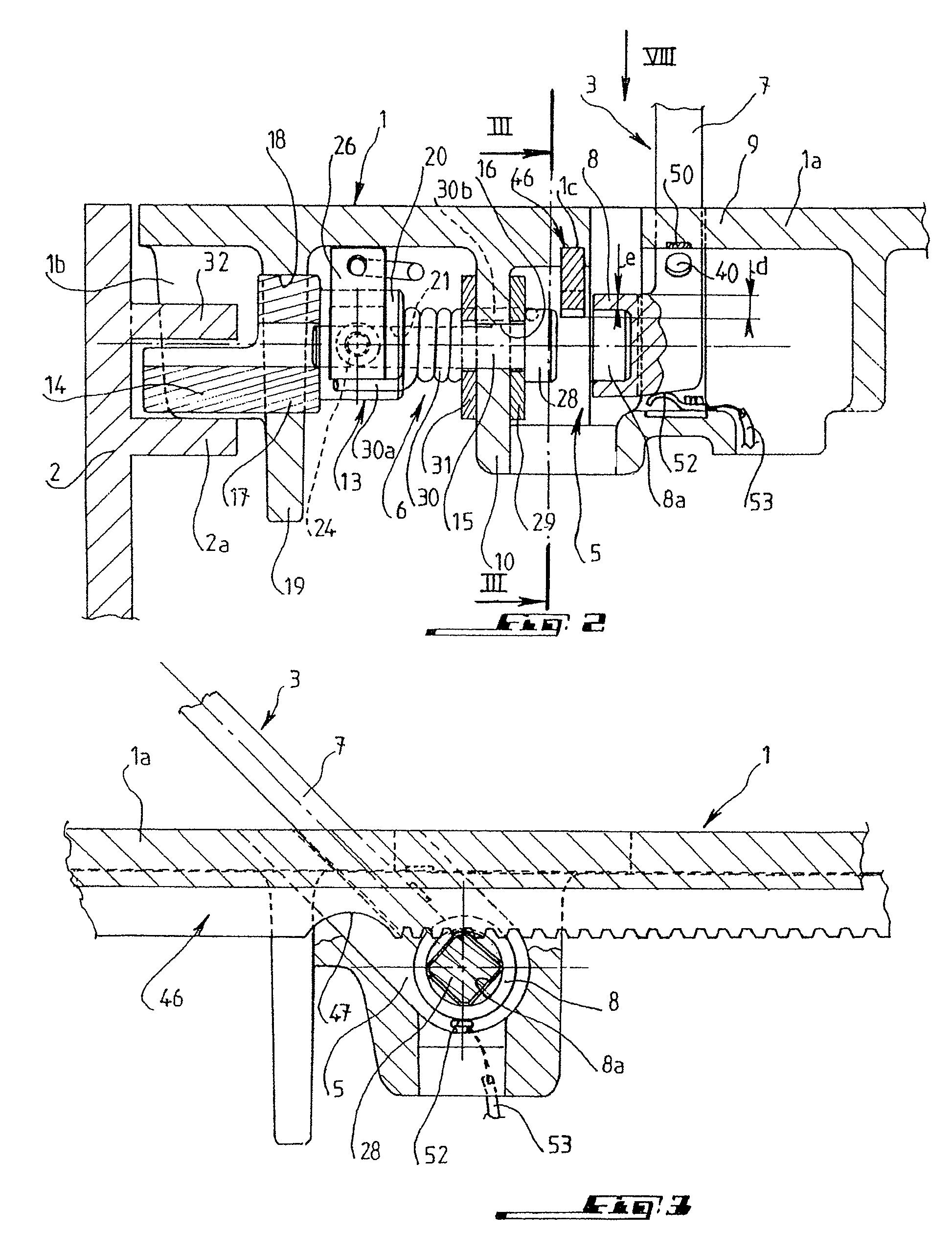 Device for locking and unlocking a plug on a frame using a wrench