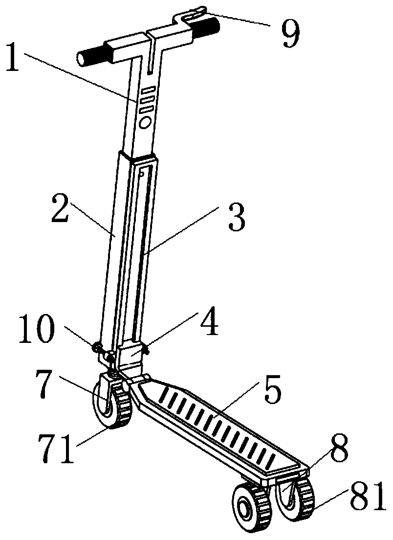 Scooter folding structure and scooter