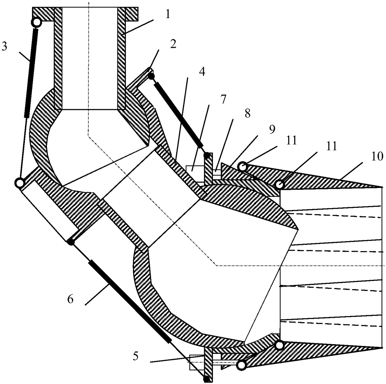 A Large Swing Angle Vector Nozzle Hybrid Mechanism