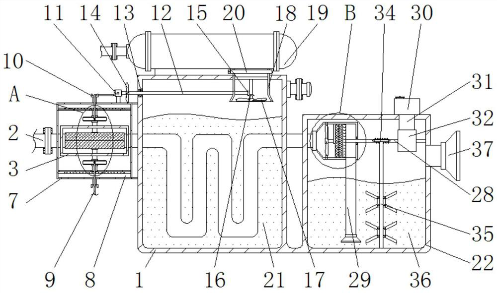 Ship tail gas treatment device capable of recycling heat energy in multiple stages