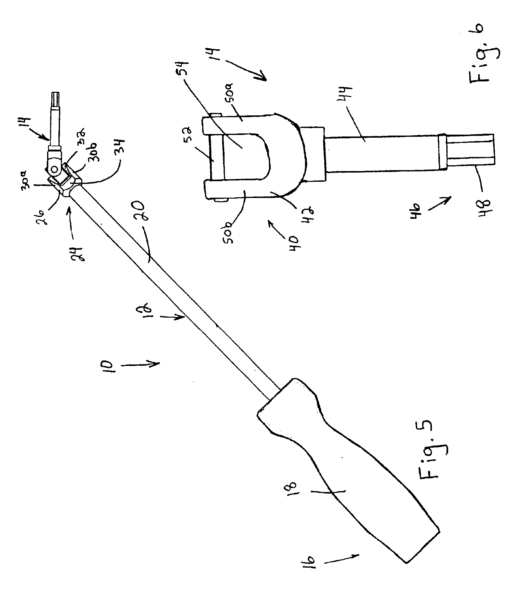 Driving instrument with variably angled joint and extended tip and method of use for minimally invasive hip surgery
