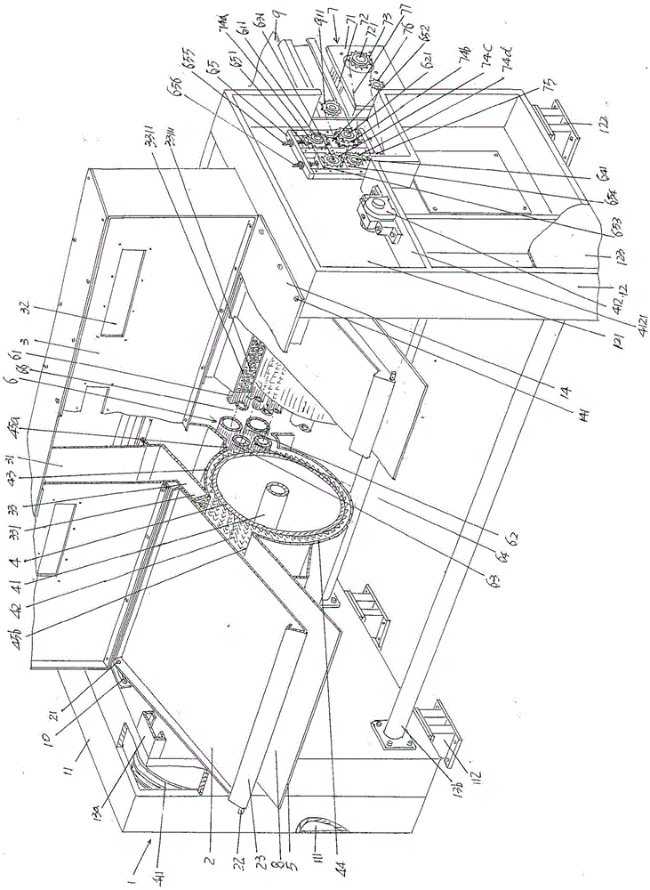 Fiber carding and outputting device for air laid machine