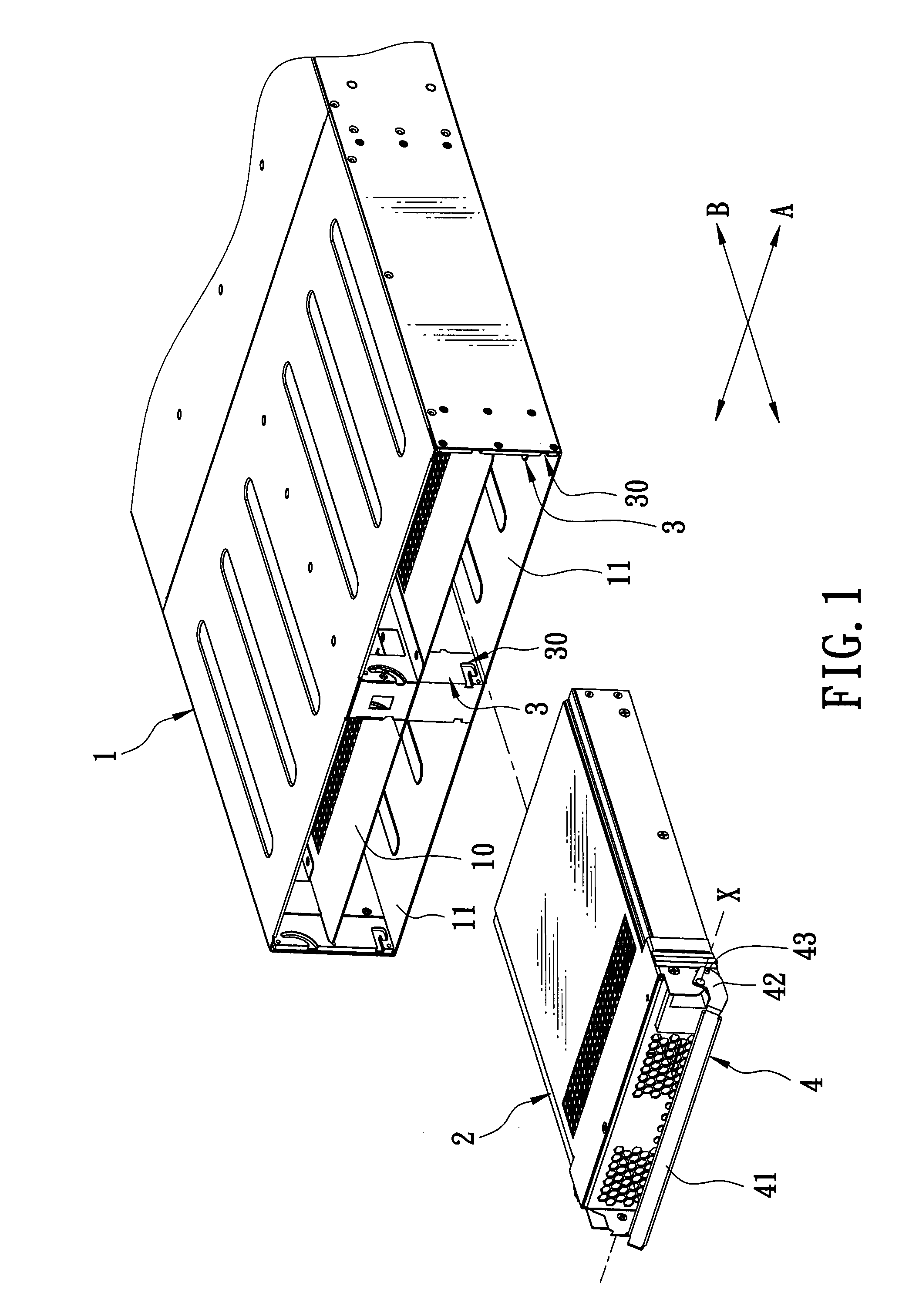 Positioning device adapted for positioning a detachable module in a housing