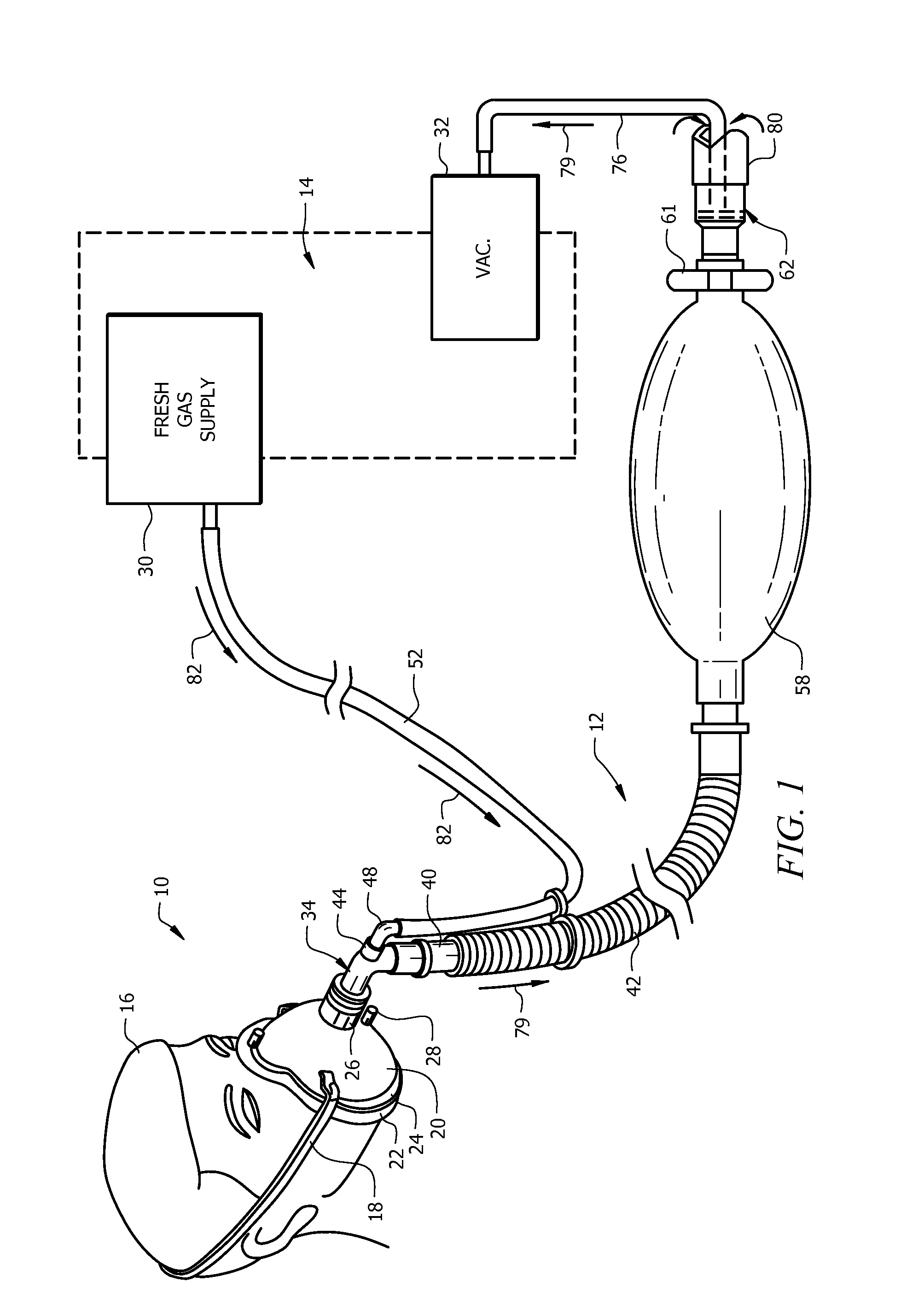 Respiratory face mask and breathing circuit assembly