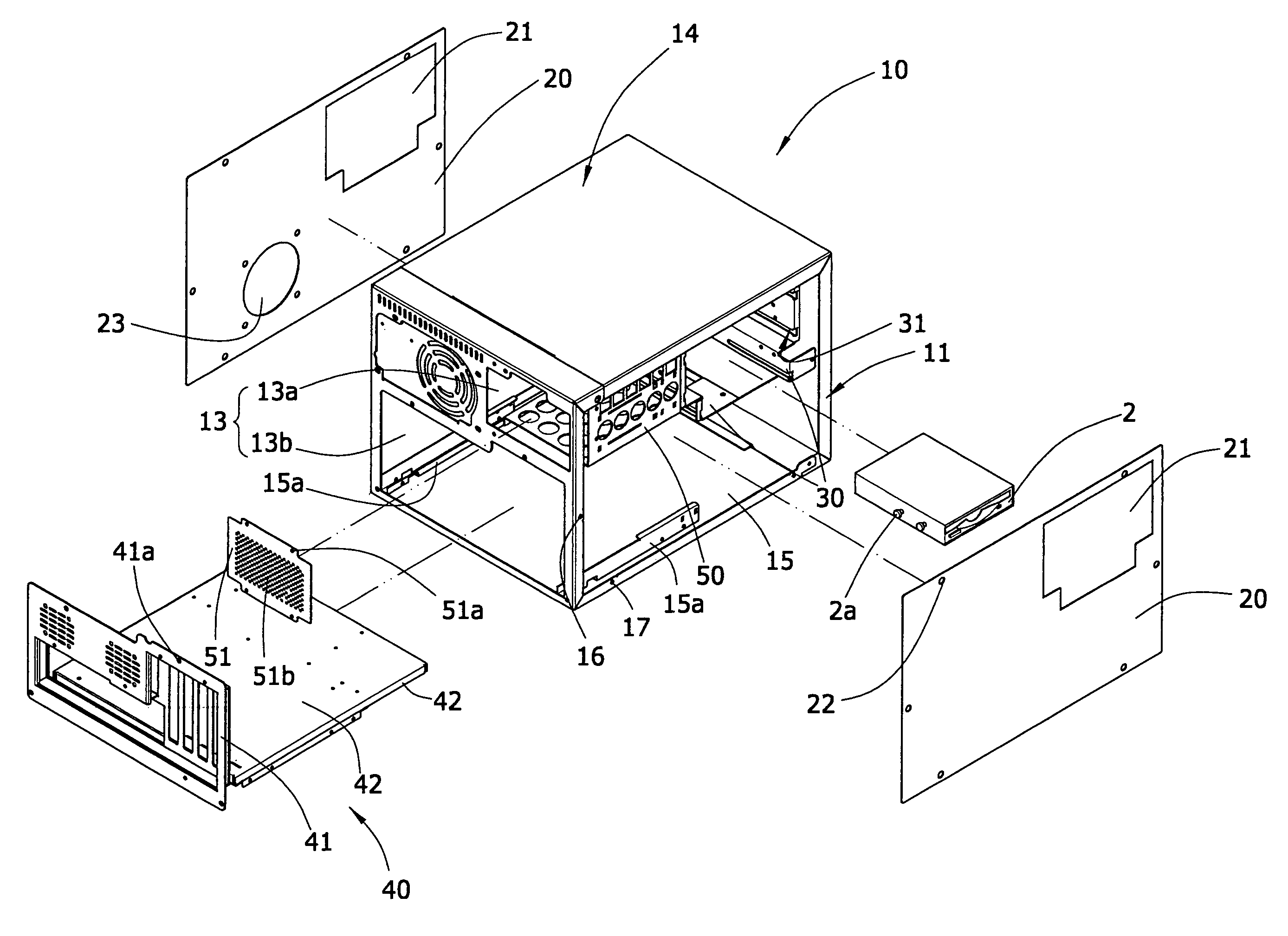 Bi-directional side emplacing computer casing
