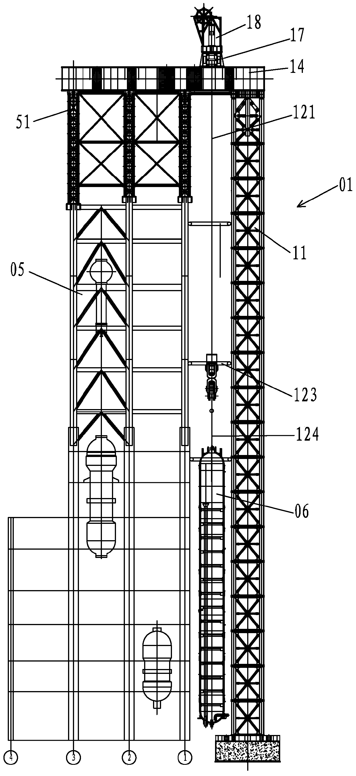 Crane type multi-directional horizontal-movement multifunctional hydraulic lifting construction method