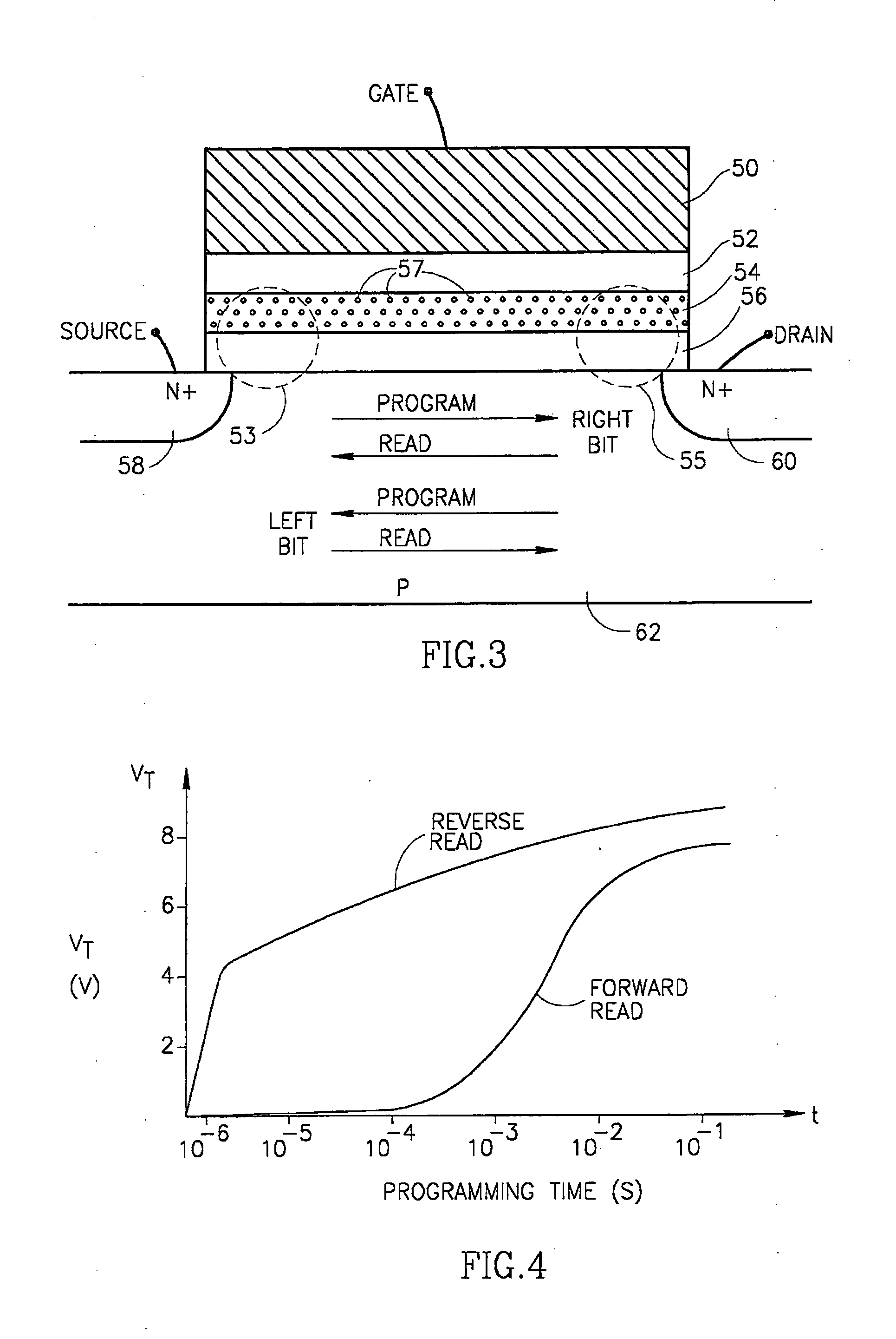 Two bit non-volatile electrically erasable and programmable semiconductor memory cell utilizing asymmetrical charge trapping