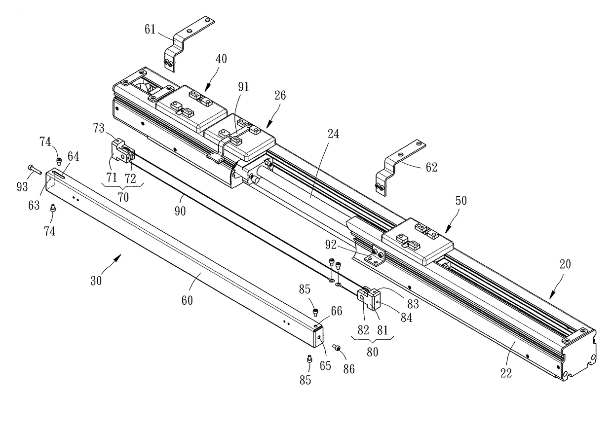 Linear actuator with a modular support device