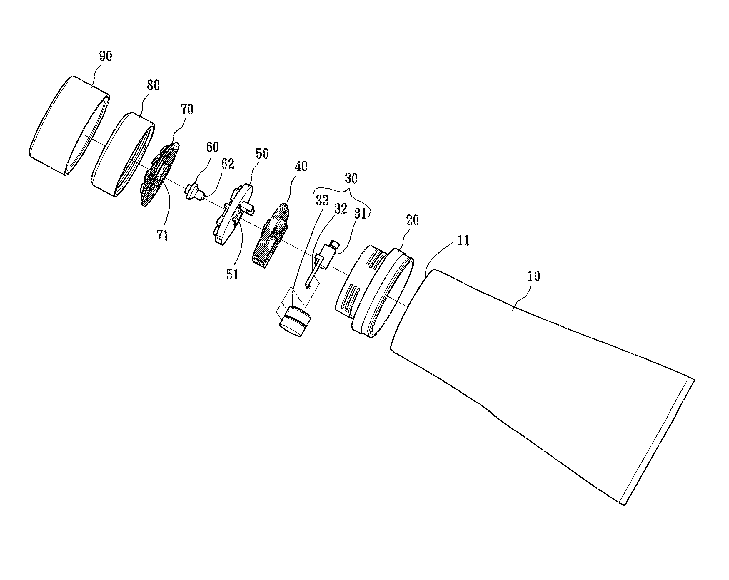 Touch-to-activate structure for make-up pen with function of vibration massage