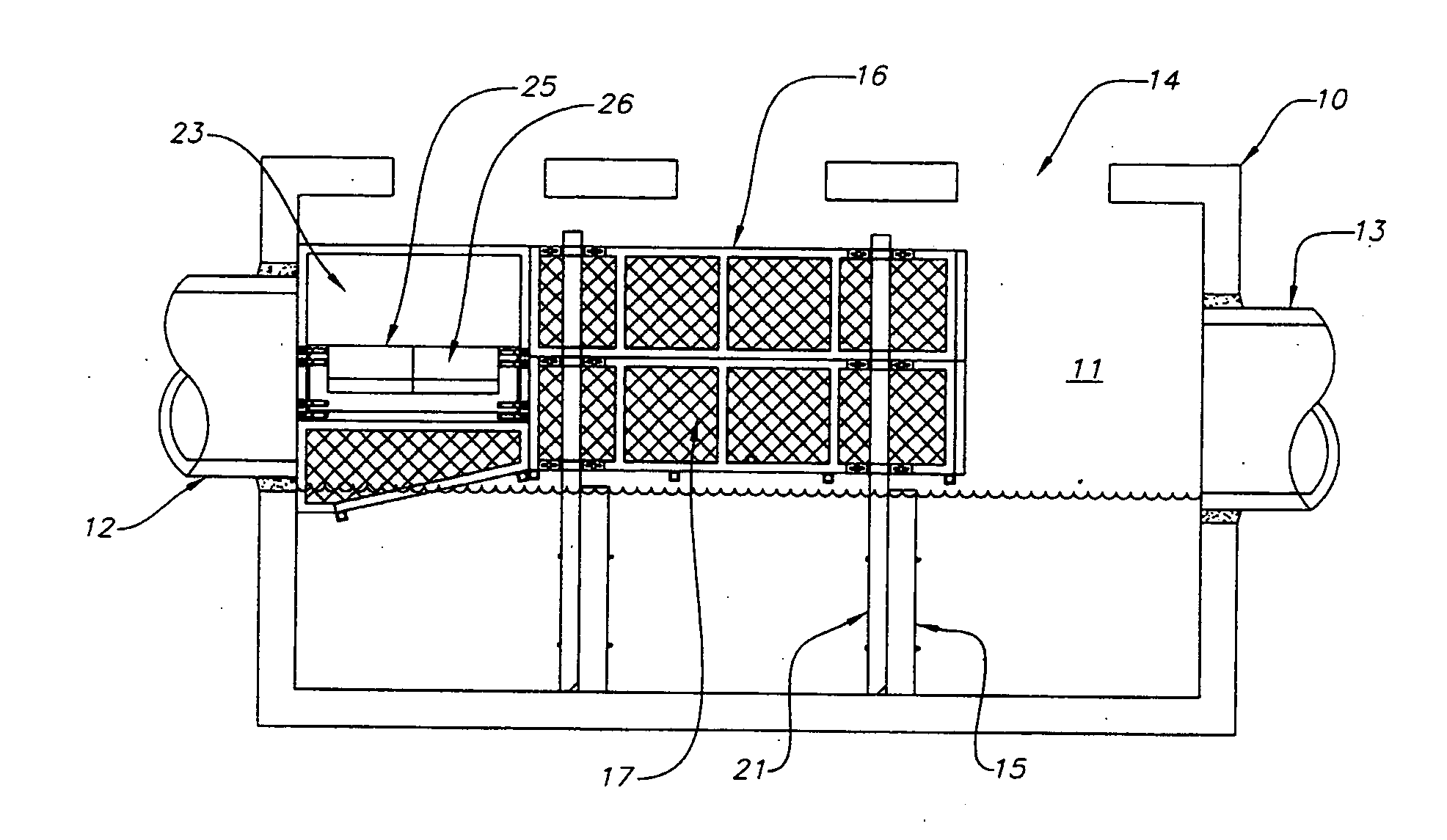 Storm water filter basket with floating bypass panels