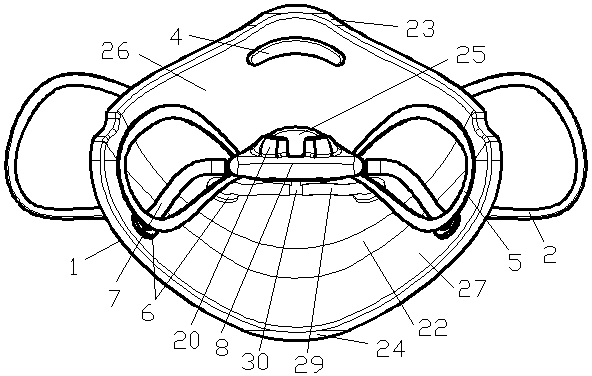 Breathing valve body structure of inhaling and exhaling separate-filtering mask