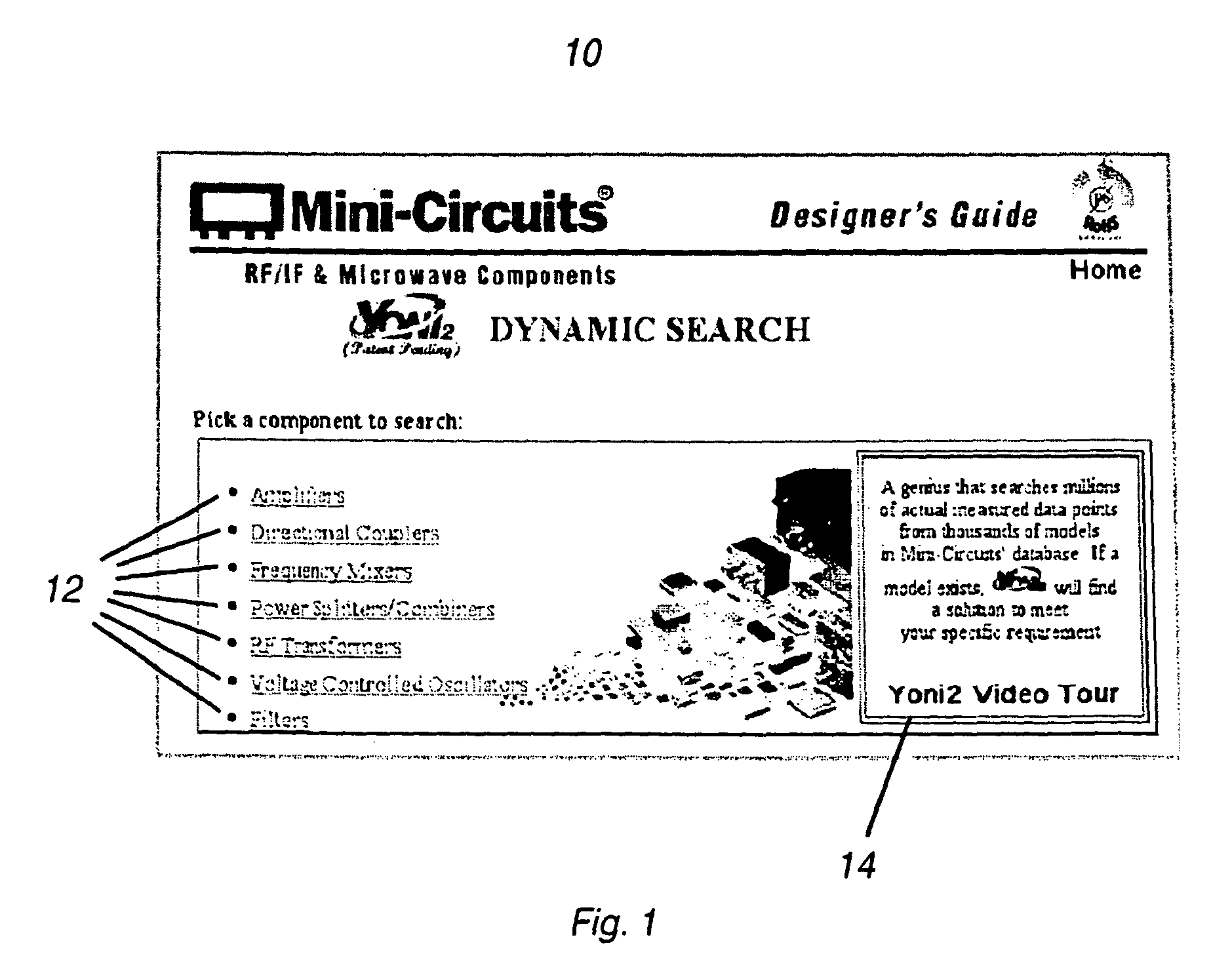 Database search system for high frequency electronic components