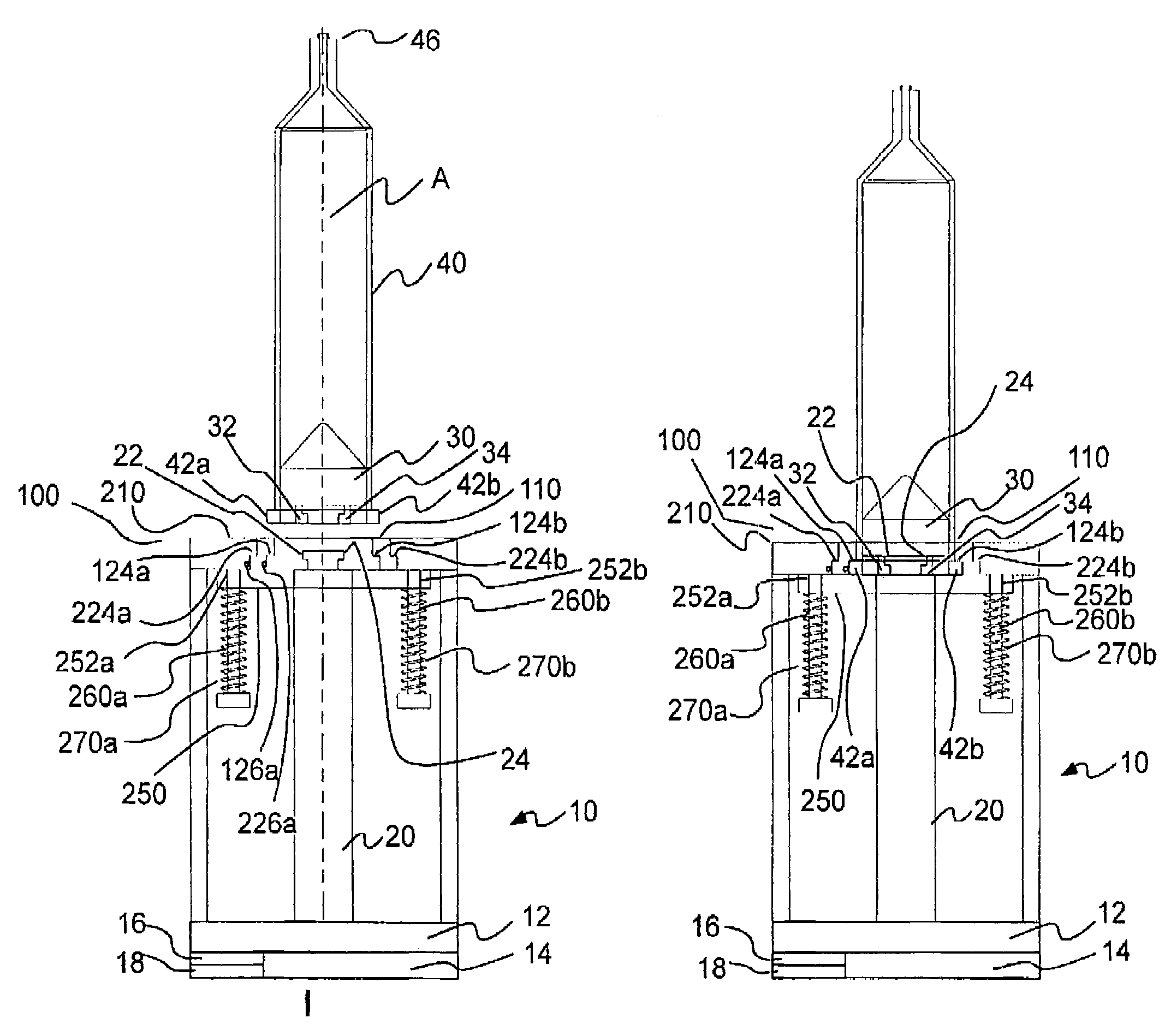 Injectors and syringe interfaces for syringes of variable size