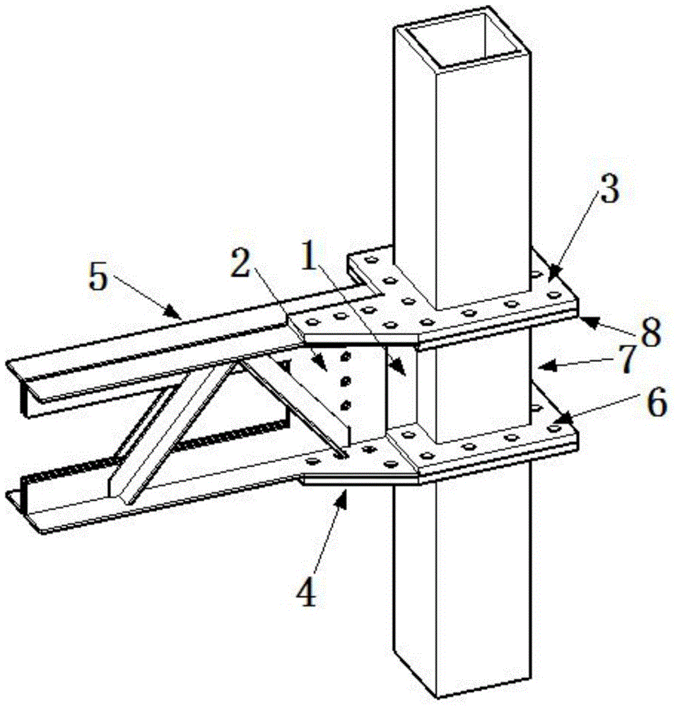 Half-welding half-bolt beam-column joint connection device of assembly type steel structure system