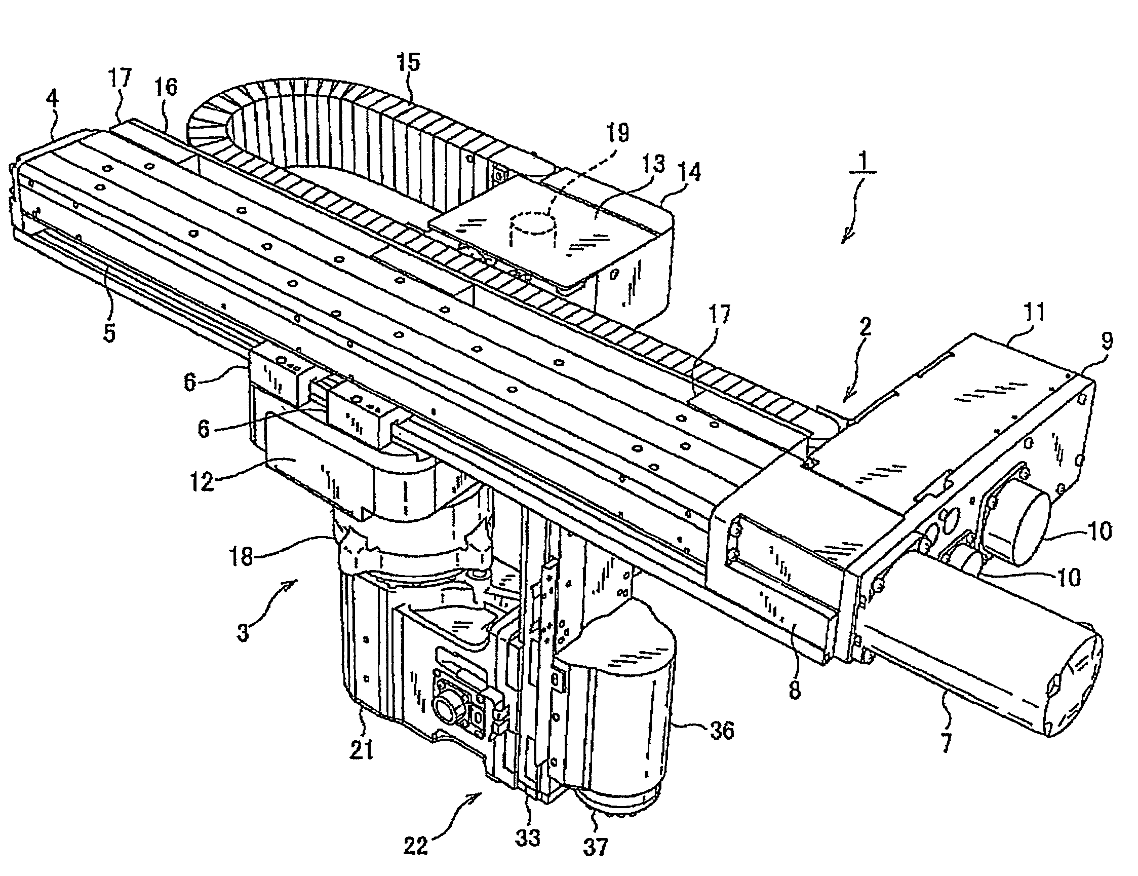 Industrial robot having a suspended unit