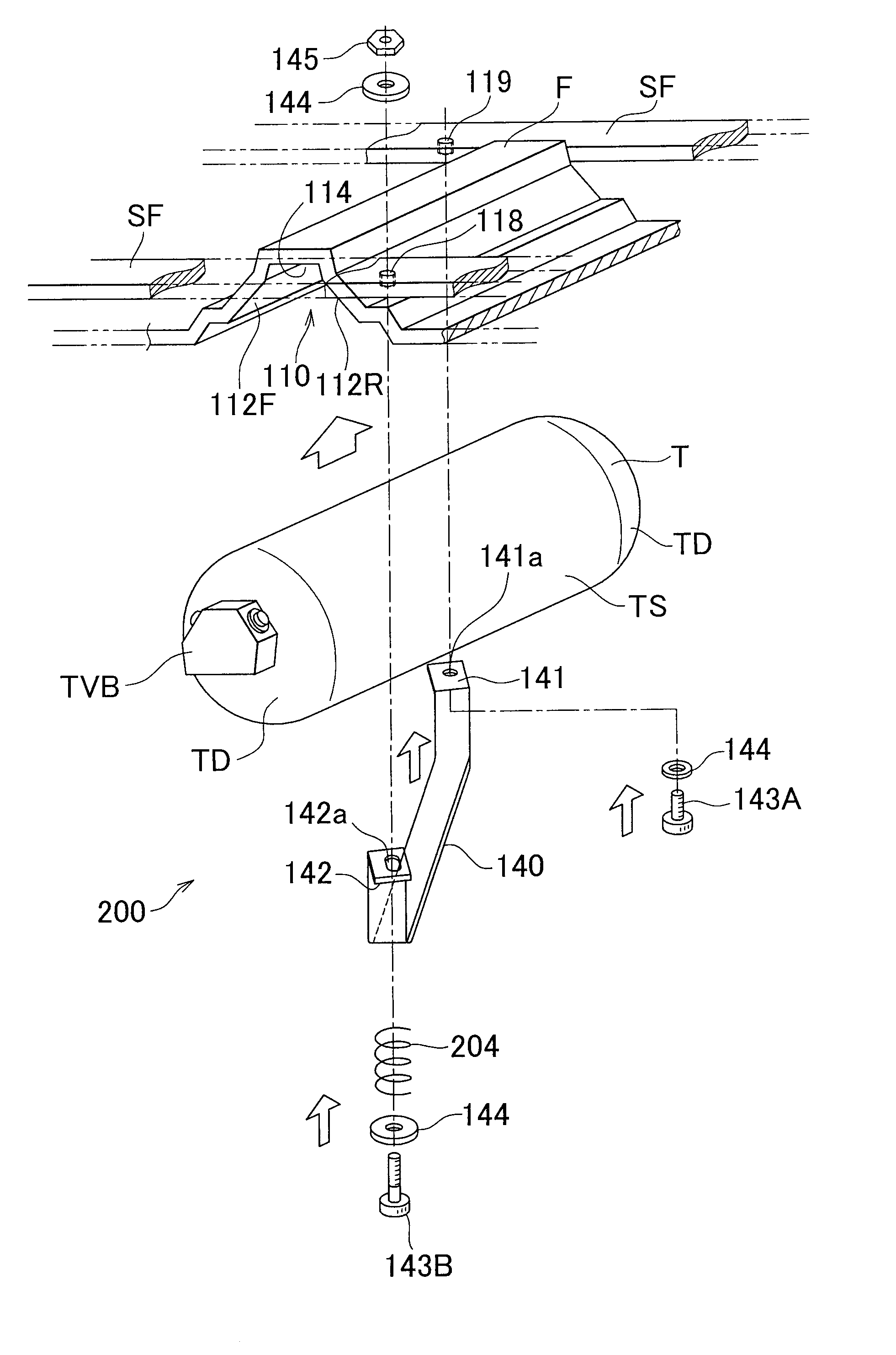 Tank holding mechanism for gas tank and vehicle in which gas tank is mounted using the same
