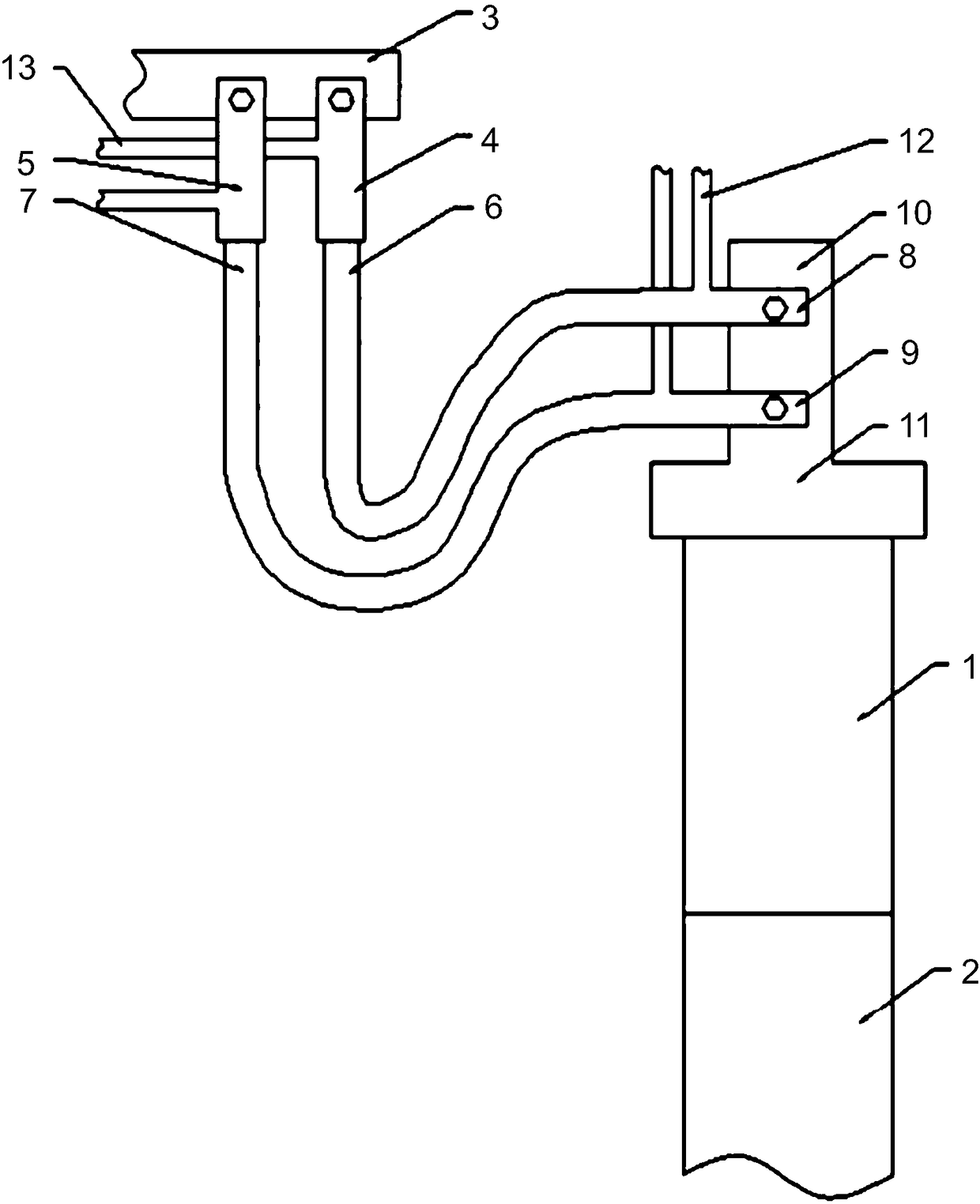 Online monitoring device for monitoring electro-slag furnace water cooled cable and online monitoring method for monitoring electro-slag furnace water cooled cable