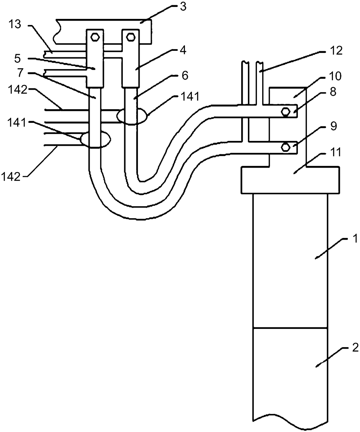 Online monitoring device for monitoring electro-slag furnace water cooled cable and online monitoring method for monitoring electro-slag furnace water cooled cable