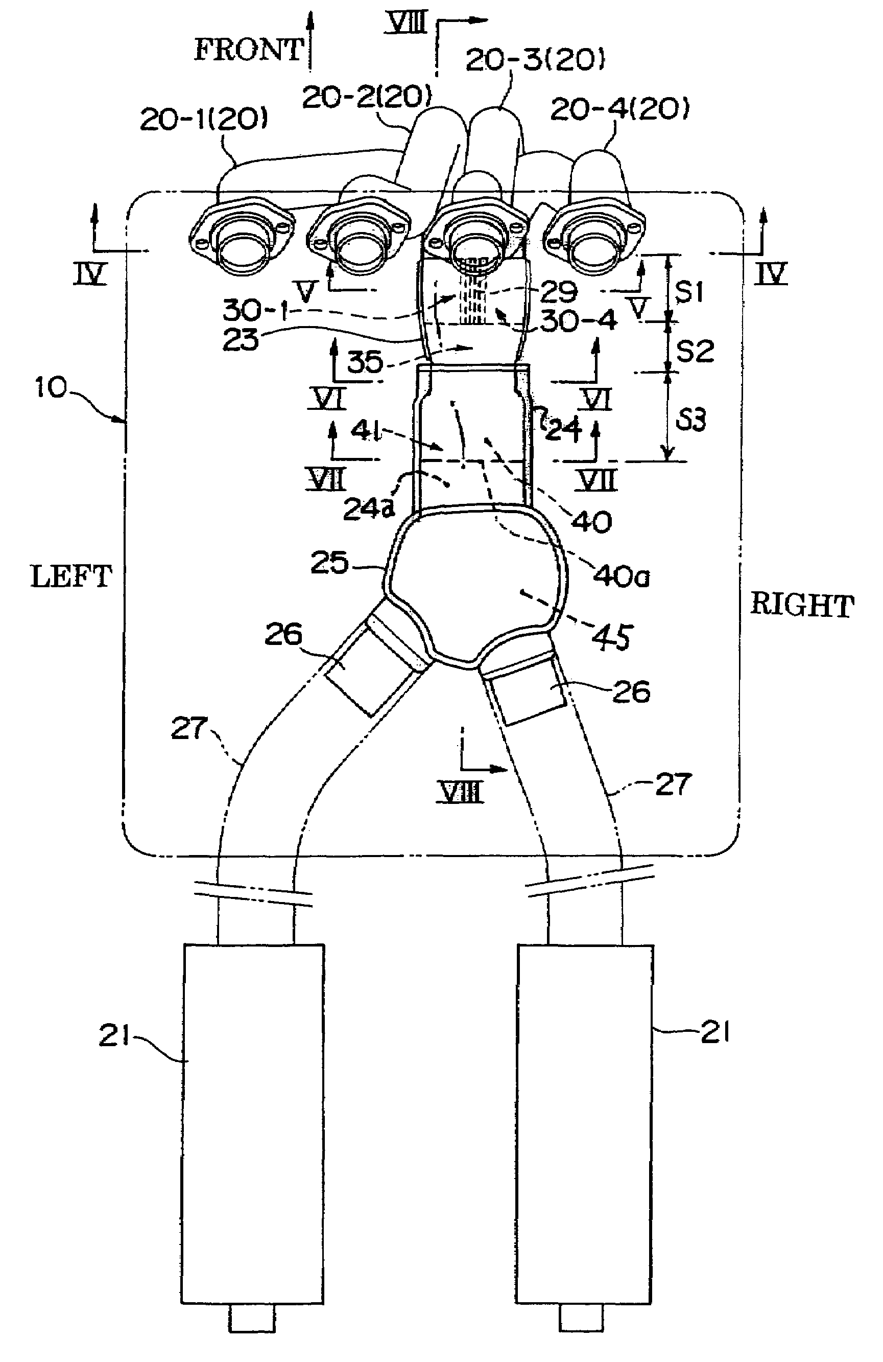 Vehicle exhaust apparatus and motorcycle equipped therewith