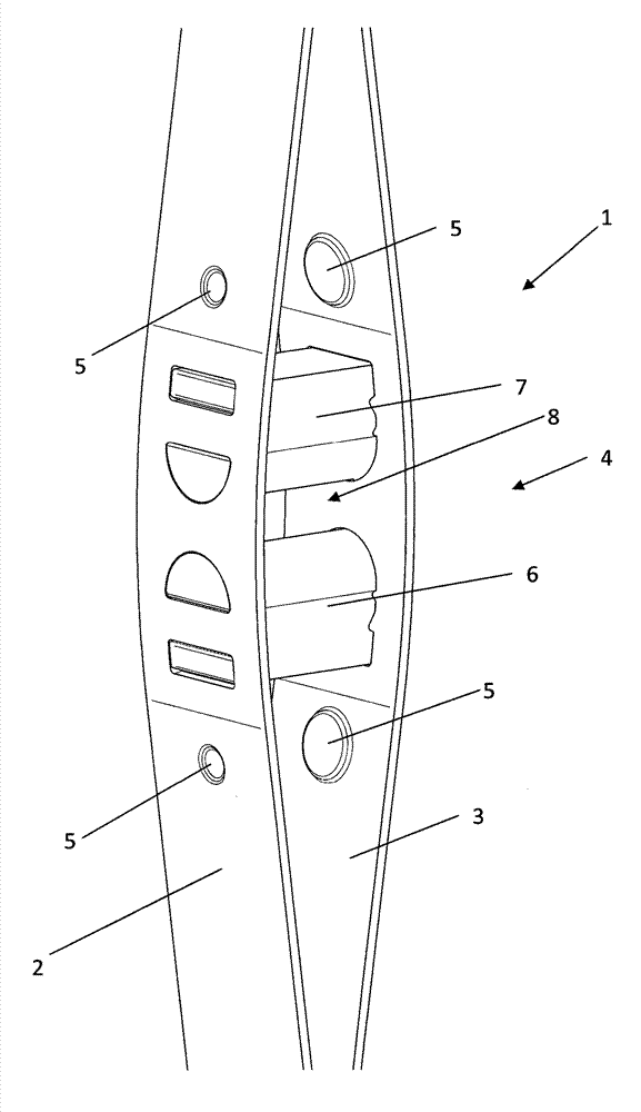 Heddle preferably for handling strip-shaped material and method for the production thereof