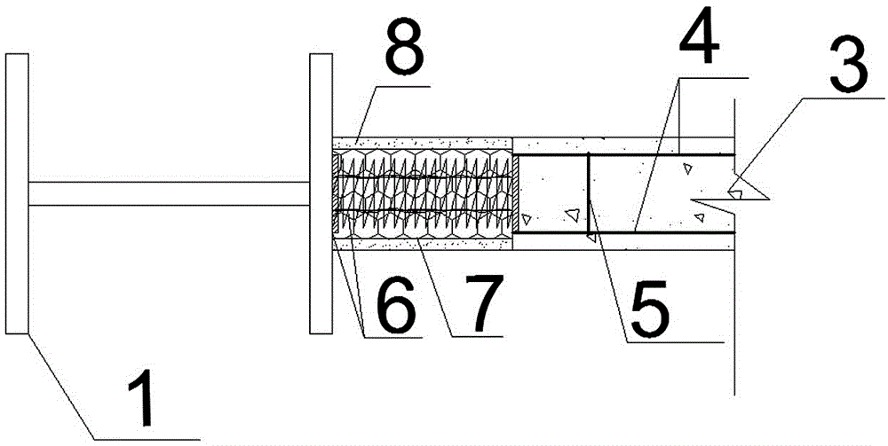 Cast-in-situ integral type steel frame filler wall system connected through springs and construction method thereof